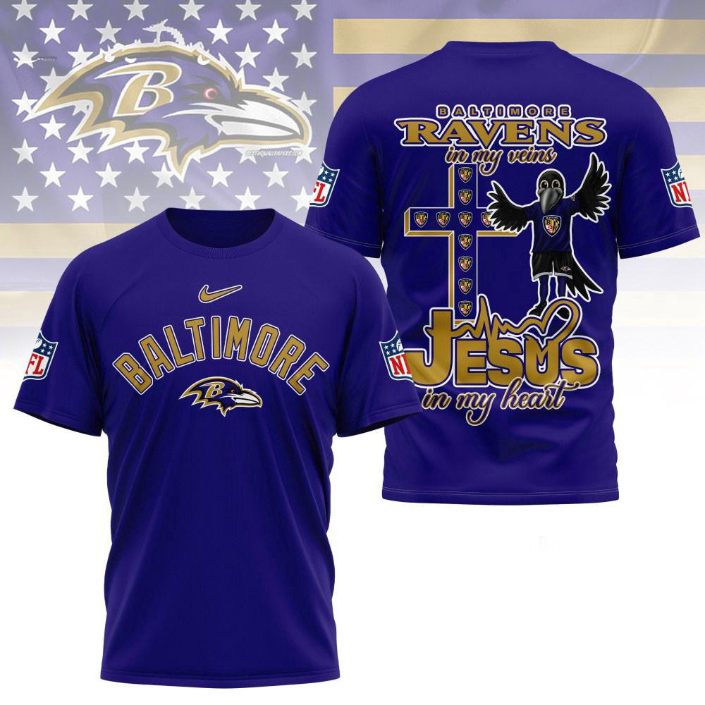 Baltimore Ravens In My Veins In My Heart All Over Print Shirt Best Gifts For Football Fans