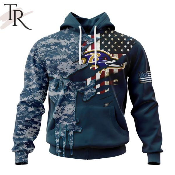 Baltimore Ravens Navy Camo V1 NFL Football Team Hoodie