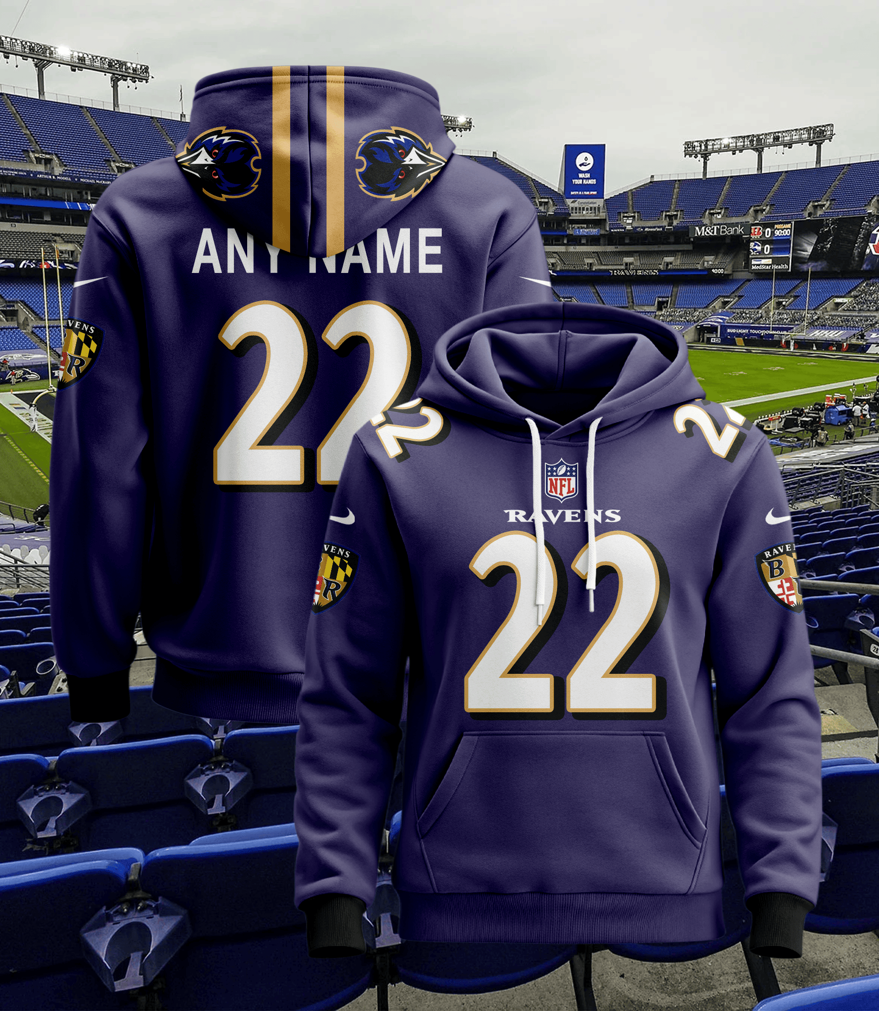 Baltimore Ravens Personalized Name And Number NFL 3D Hoodie Version 53