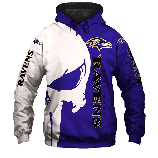Baltimore Ravens Punisher NFL Unisex 3D Hoodie