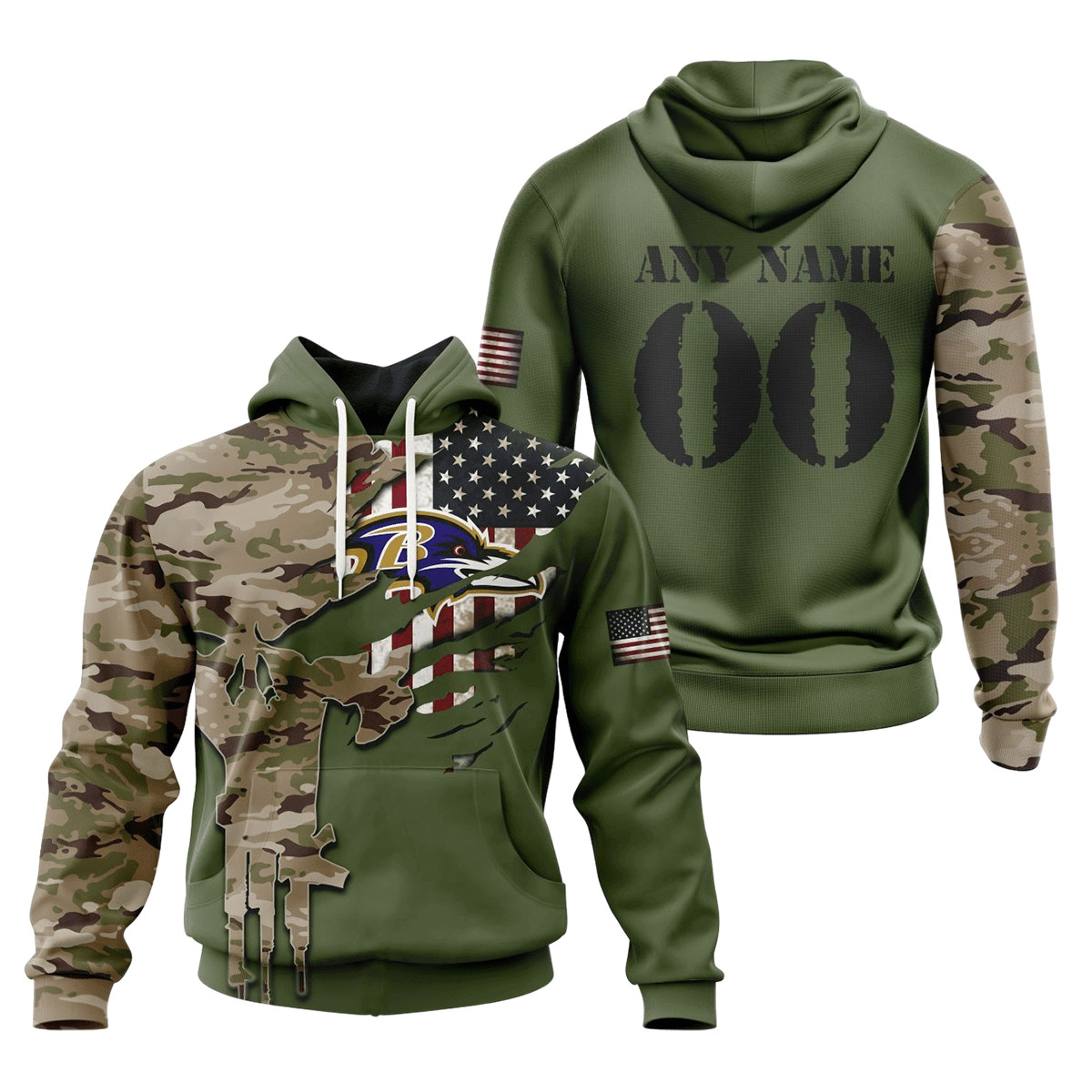 Baltimore Ravens Special Camo Design 3D printed Sweatshirt Hoodie Zipped Hoodie