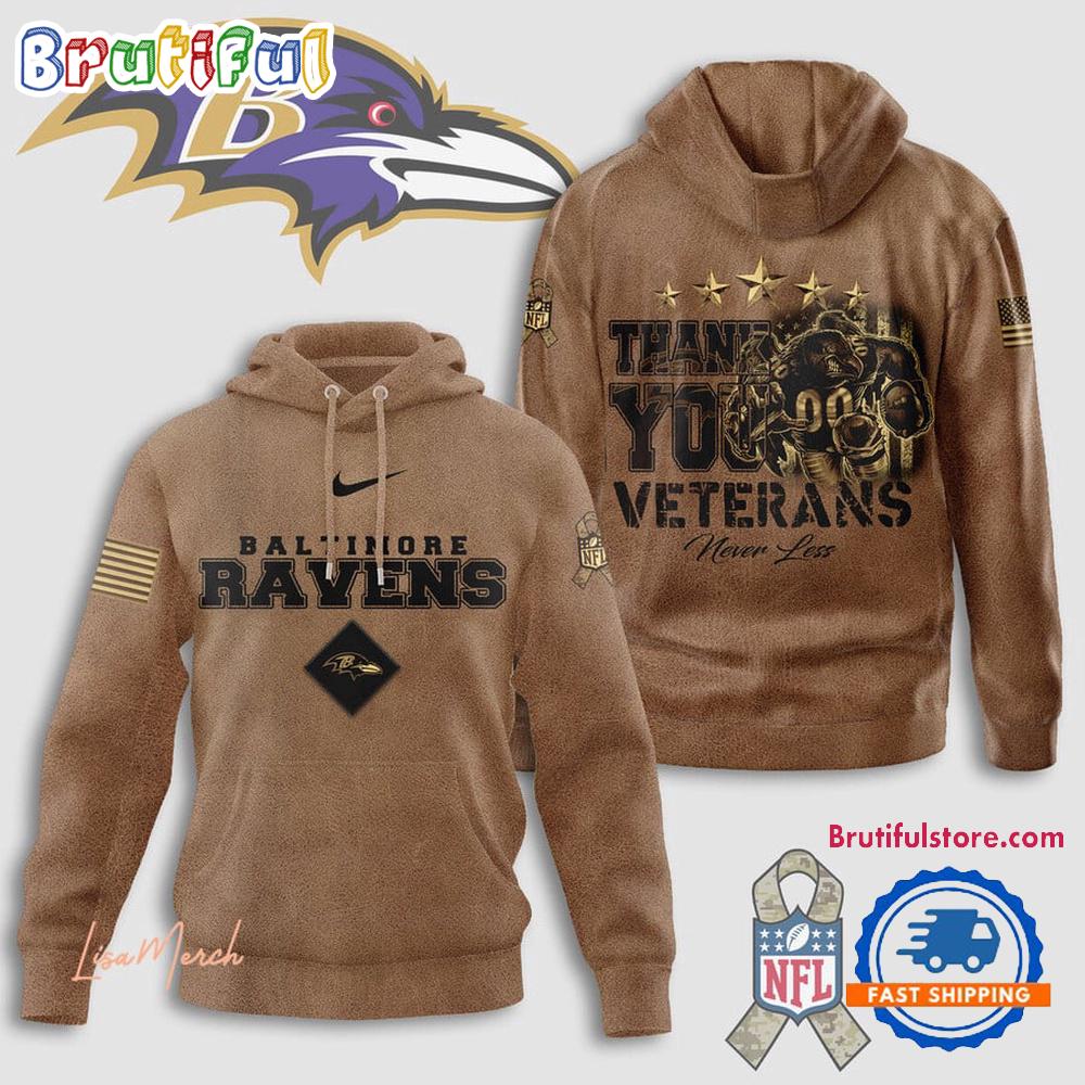 Baltimore Ravens Thank You Veterans Never Less Hoodie