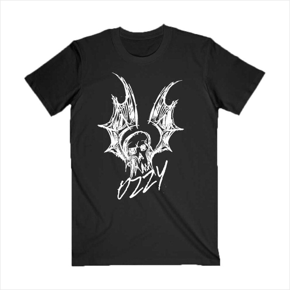 Bat Sketch Black T-Shirt Official Ozzy Osbourne Merch Best Friend Birthday Gifts