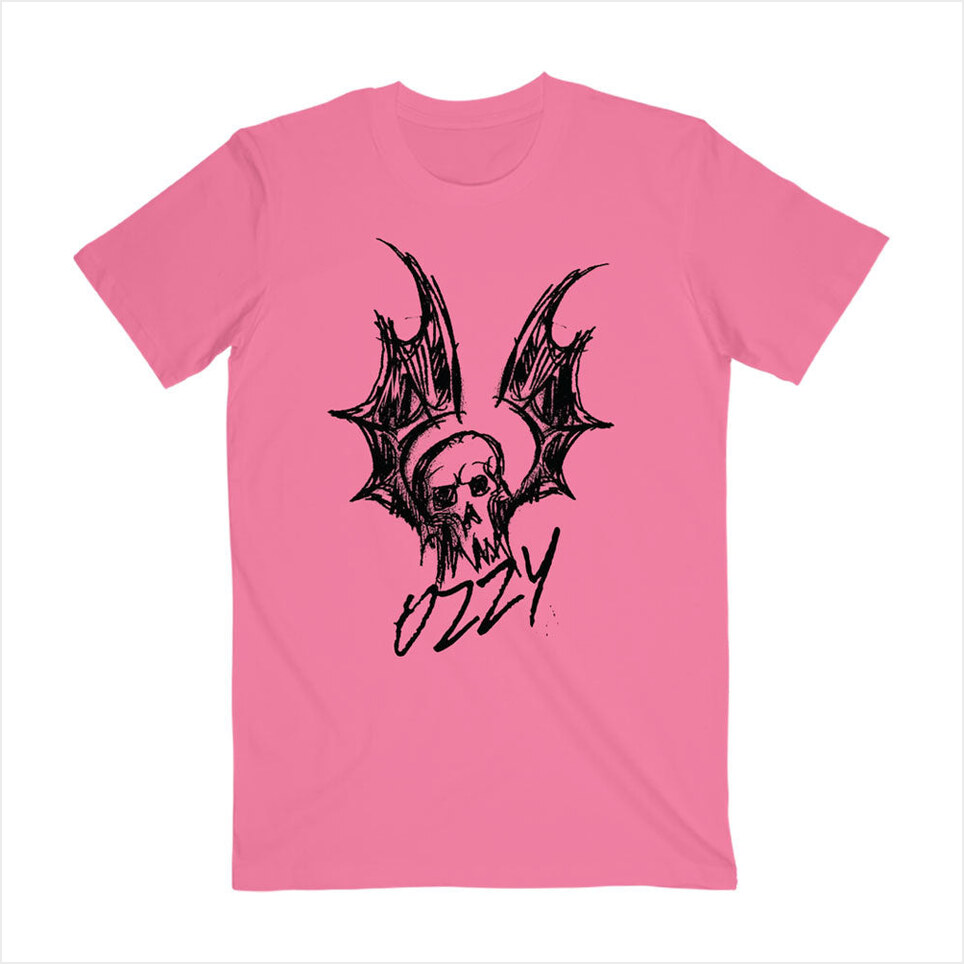 Bat Sketch Pink T-Shirt Official Ozzy Osbourne Merch Birthday Gifts For Best Friend
