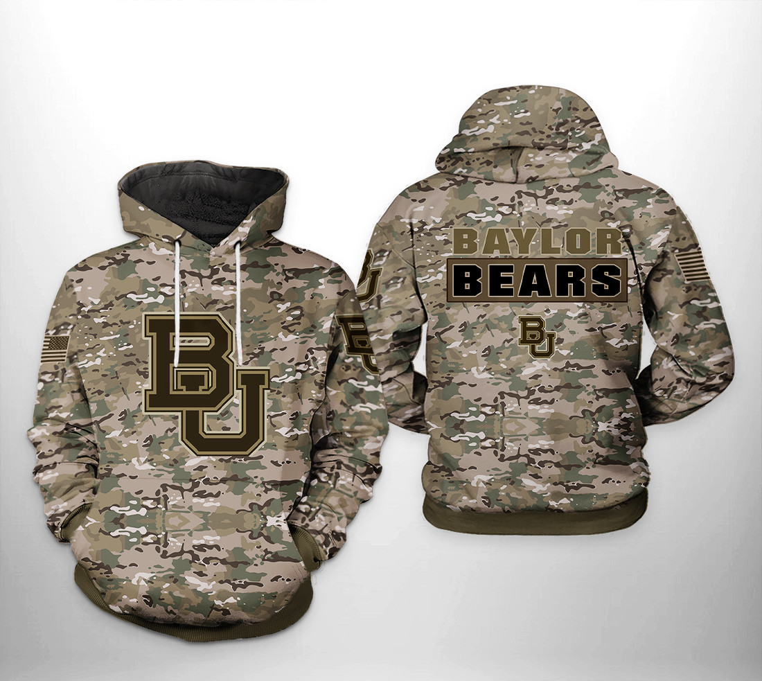Baylor Bears NCAA Camo Veteran Hoodie  Zip Hoodie