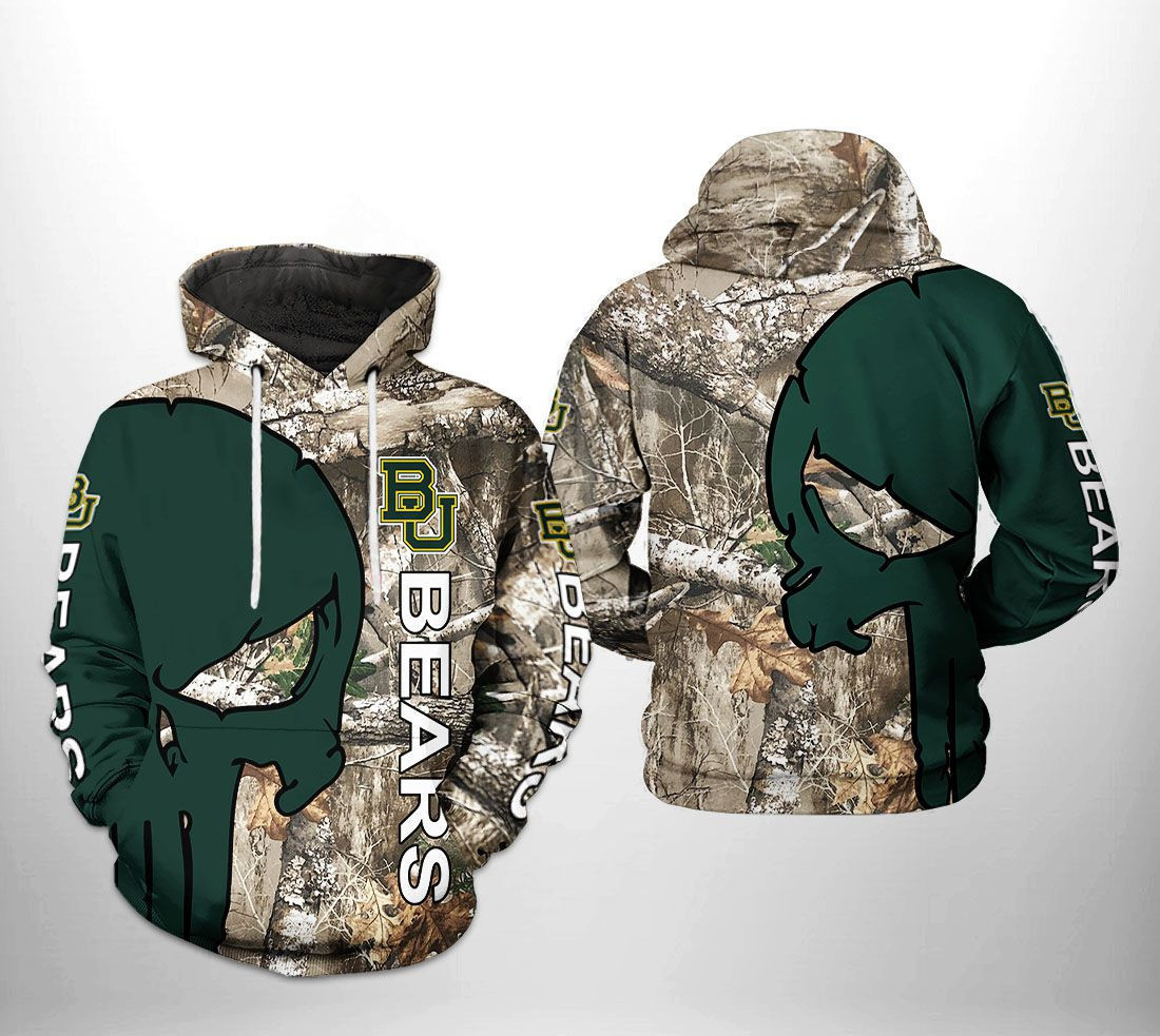 Baylor Bears NCAA Camo Veteran Hunting Hoodie  Zip Hoodie