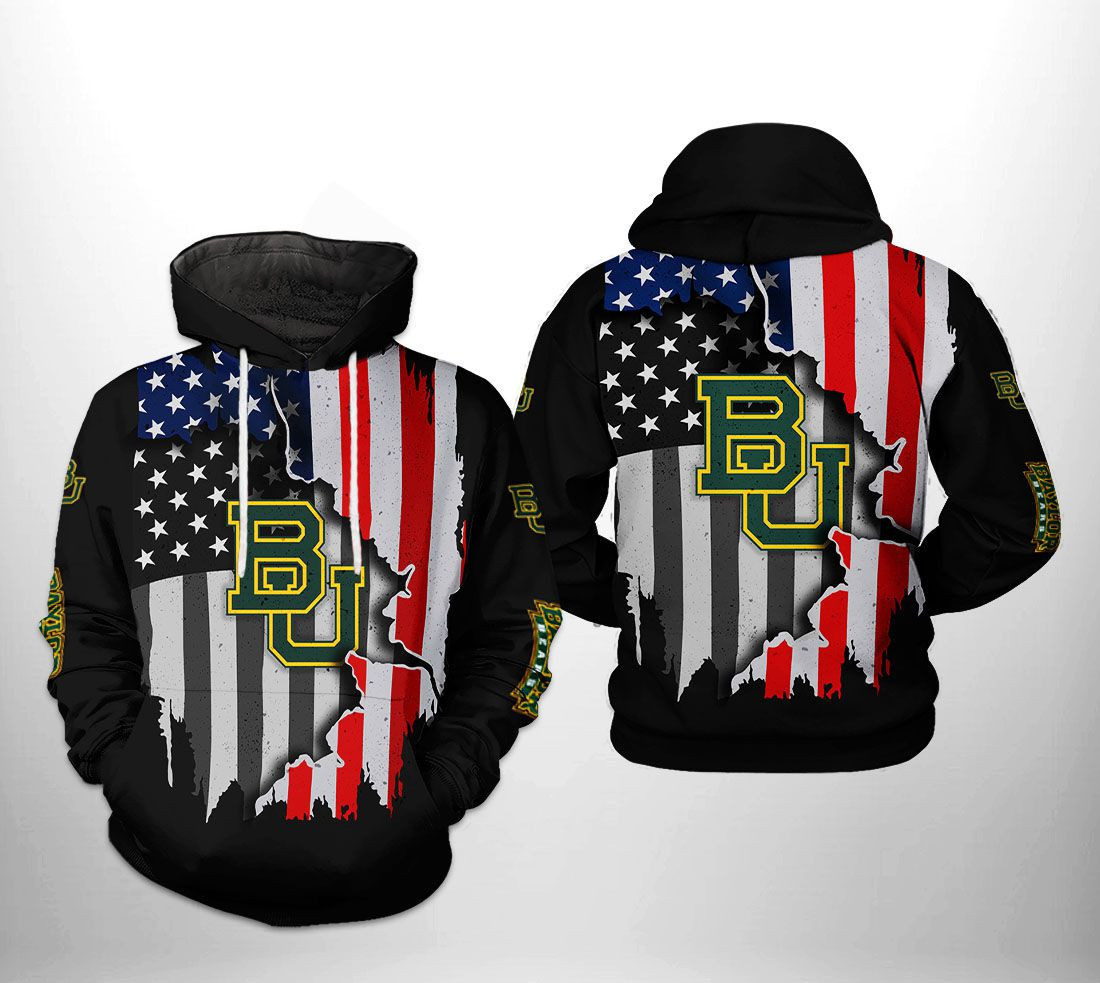 Baylor Bears NCAA US Flag Hoodie  Zip Hoodie Version 2753