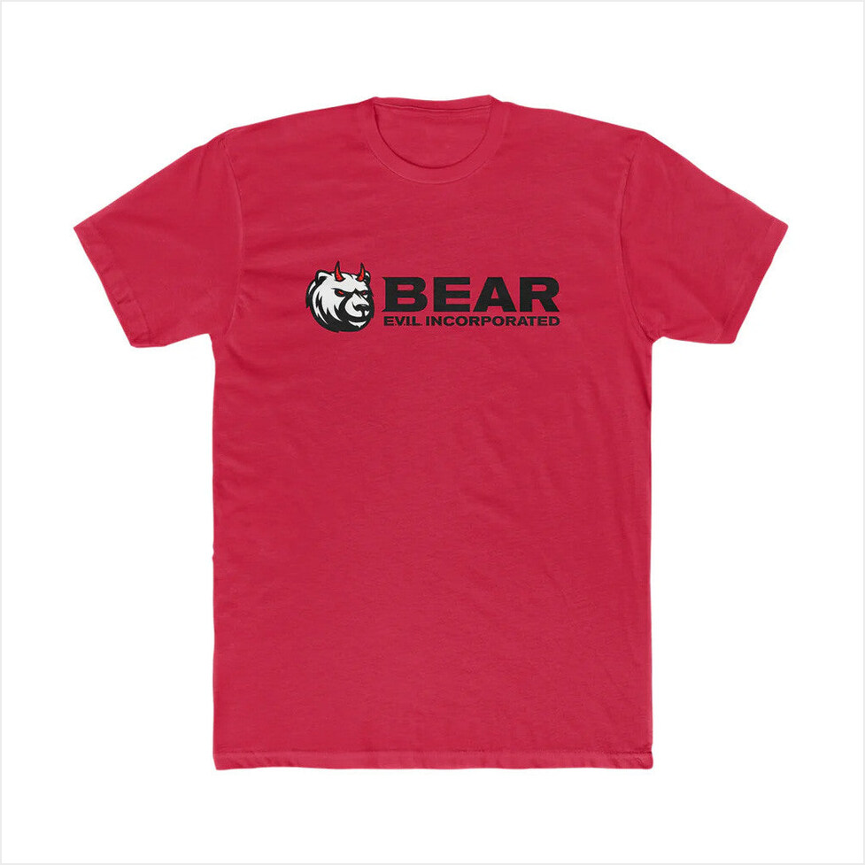BEAR EVIL Logo Red T-Shirt Bad Magic Merch Gifts For Husband Birthday Gift Ideas