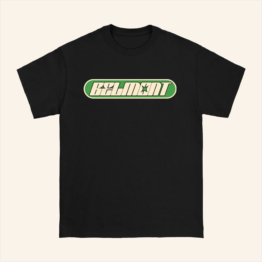 Belmont Text Black T-Shirt Pure Noise Merch Presents For Dad Birthday Gifts For Best Friend
