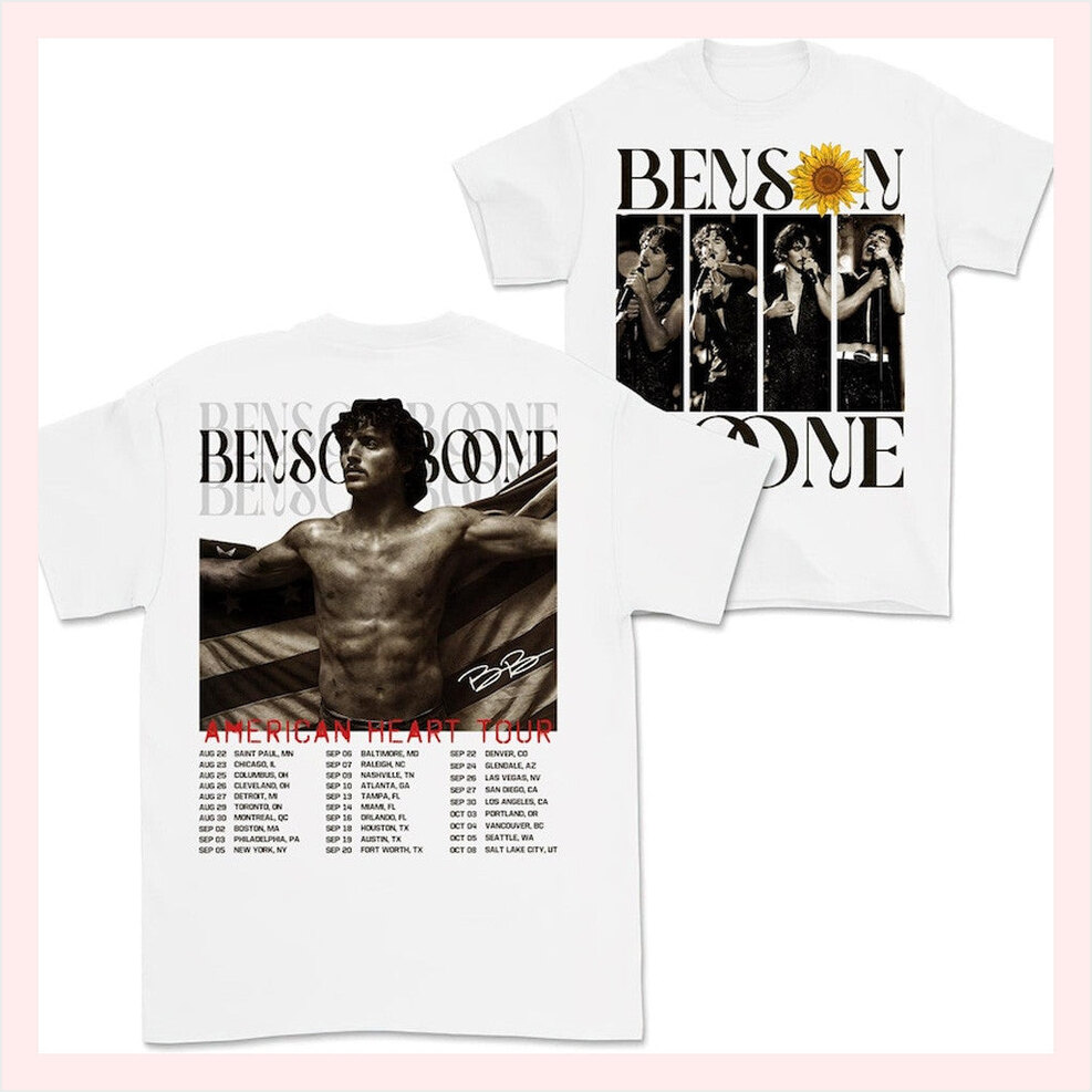 Benson Boone Concert White T-Shirt Benson Boone Merch Birthday Gifts For Fans BFF Gifts