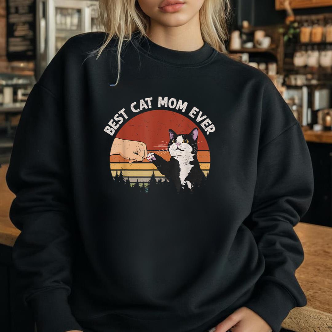 Best Cat Mom Ever Vintage Funny Cat