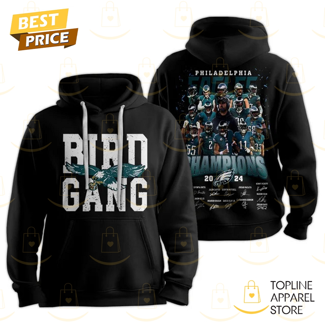 Bird Gang Philadelphia Eagles Super Bowl LIX Champions 2024-2025 Signature Hoodie
