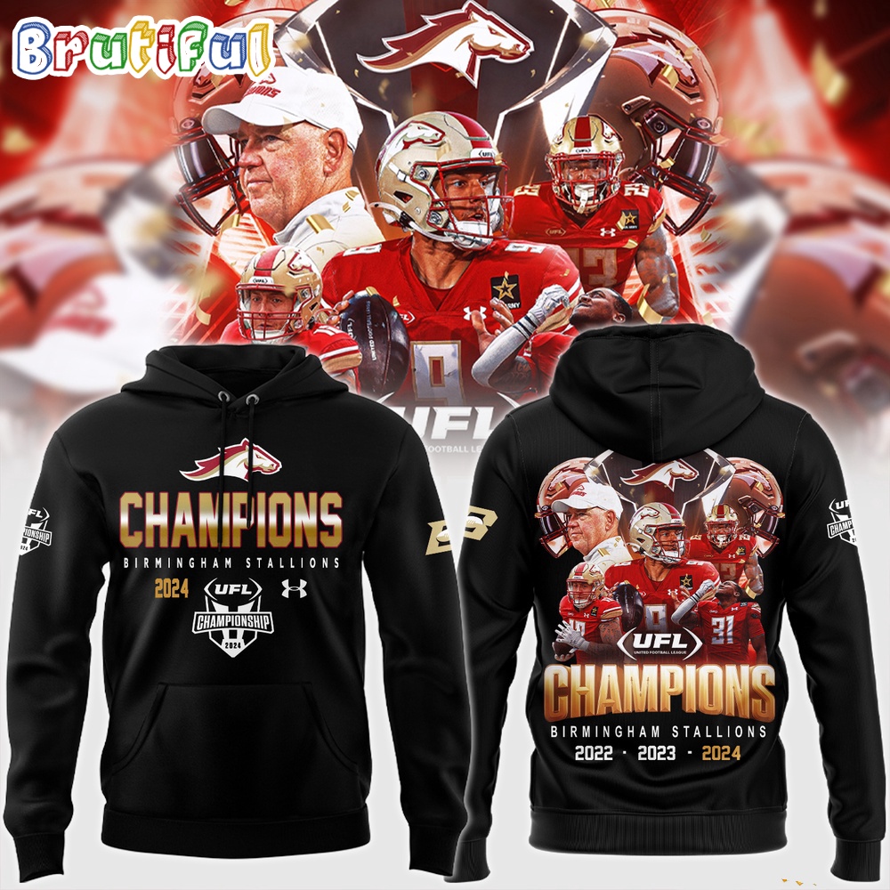 Birmingham Stallions Back To Back UFL Champions 2024 All Over Print Hoodie