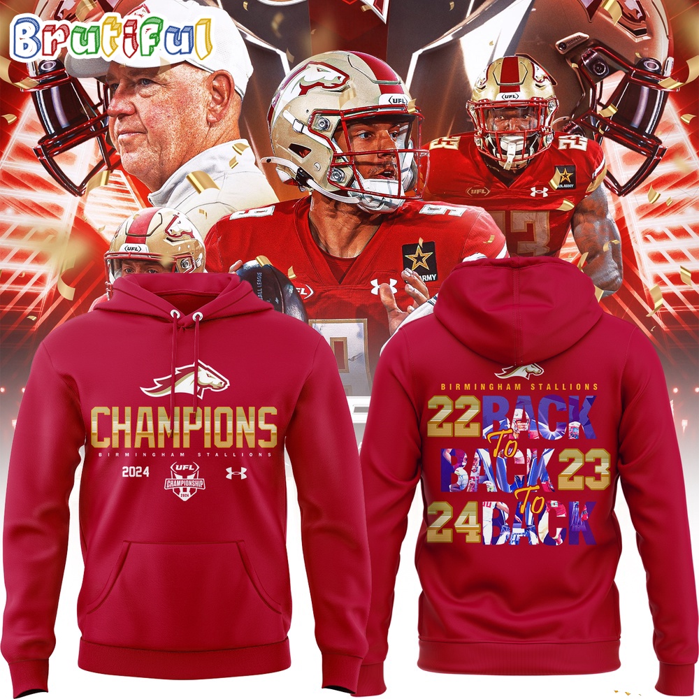 Birmingham Stallions UFL 2023-2024 Champions 3D Hoodie