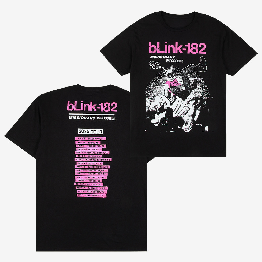 Blink-182 Tour Merch 2025 T-Shirt Missionary Impossible Tour Music Best Gift For Fans