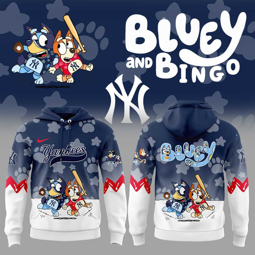 Bluey And Bingo X New York Yankees Hoodie Baseball Lover Gift Ideas