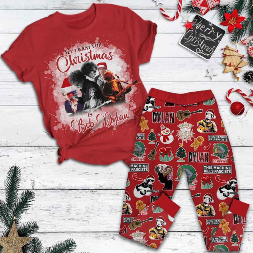 Bob Dylan Is All I Want For Christmas Holidays Pajamas Set Music Fans Gifts