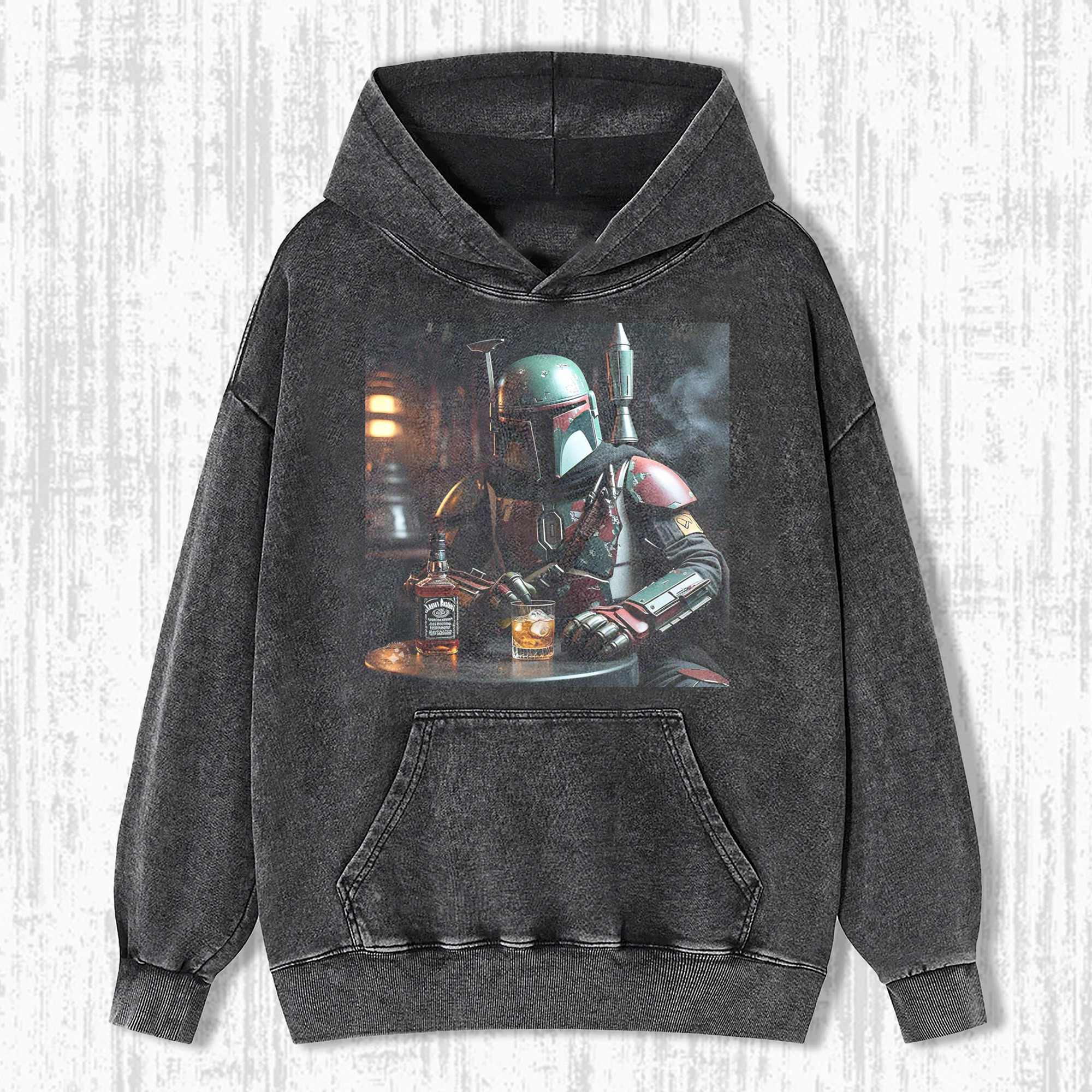 Boba Fett Having Drink Hoodie Cool Gifts For Star Wars Lovers