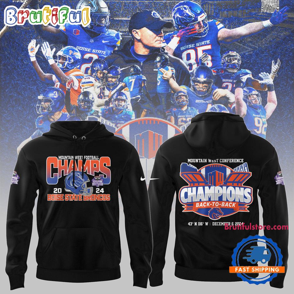 Boise State Broncos Football NCAA 2024 Limited Mountain West Champion New Black Hoodie