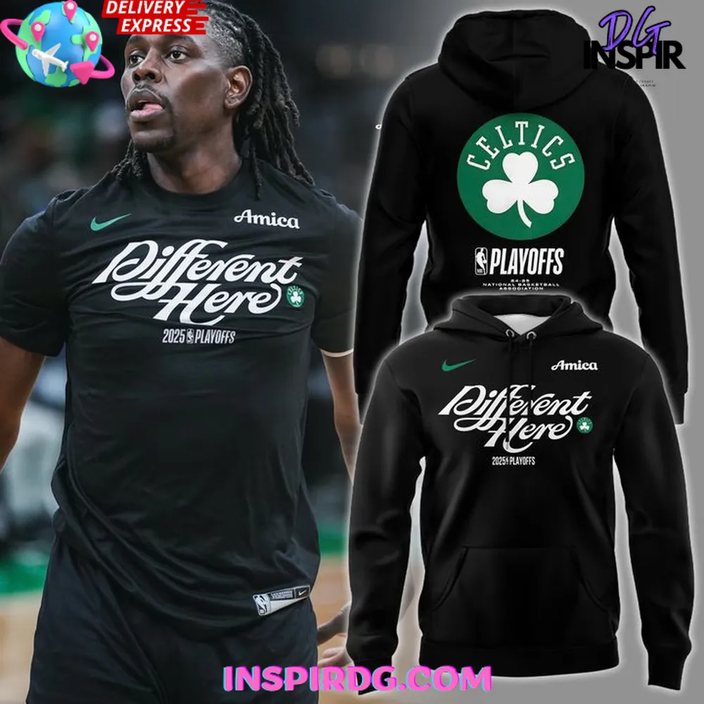 Boston Celtics Different Here 2025 Playoffs Black Hoodie T-shirt