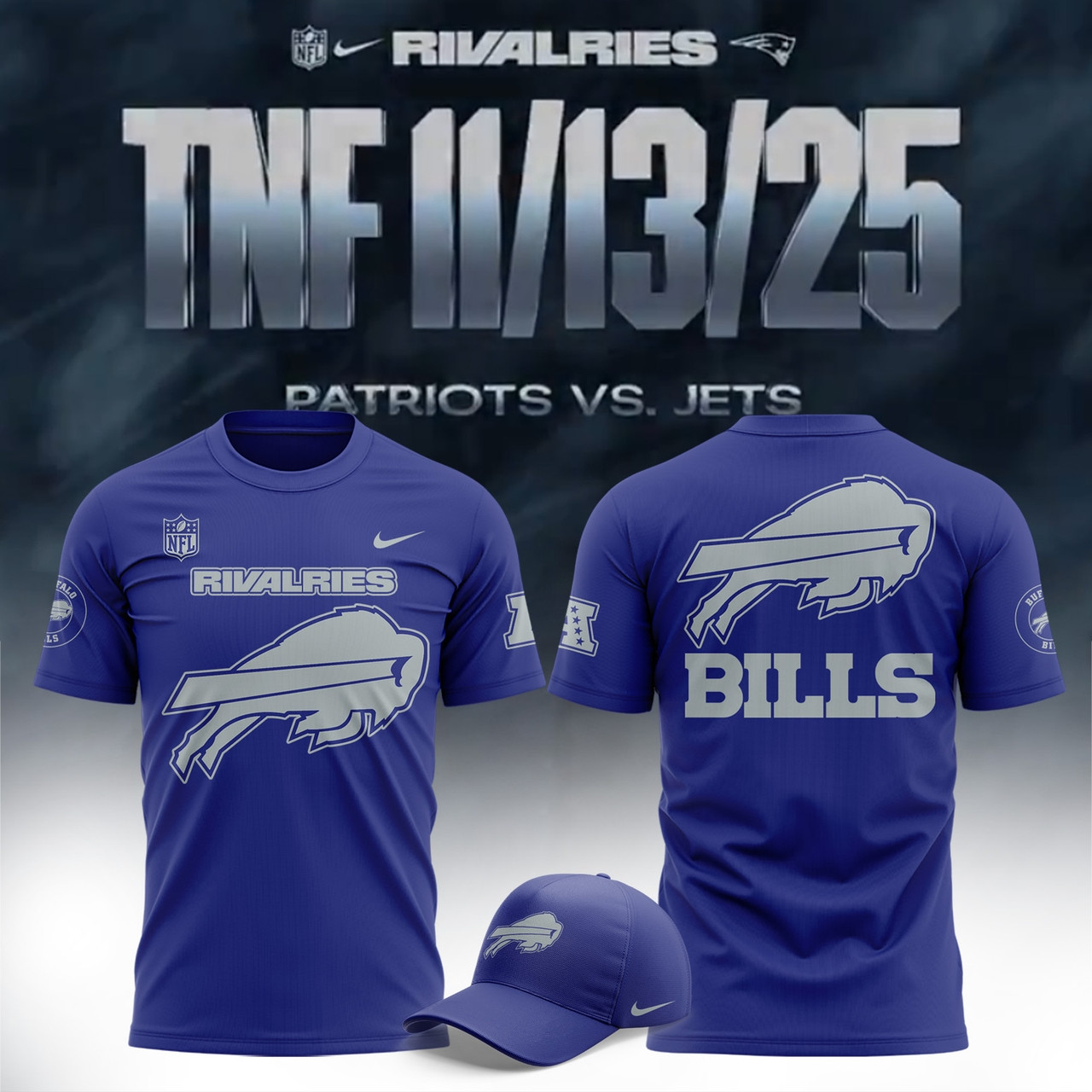 Buffalo Bills Football 2025 Nfl Rivalries Teaser Logo Buffalo Bills Tshirt Blue Merch Gift For Fans