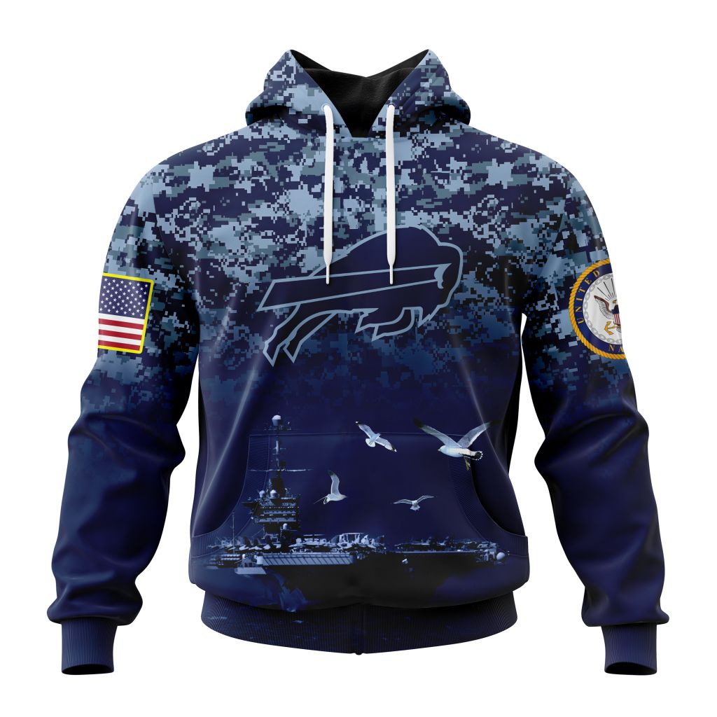 Buffalo Bills Navy Camo NFL Football Team Hoodie