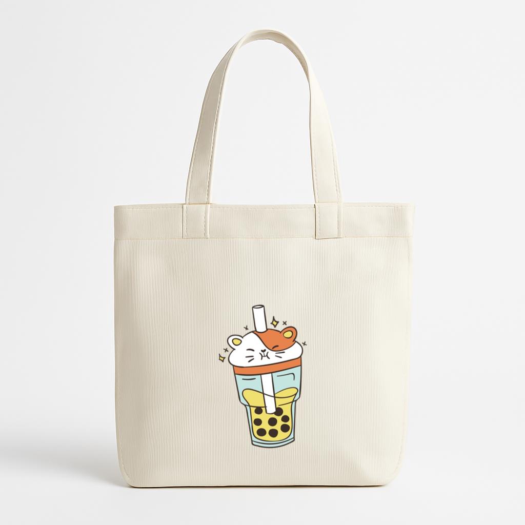 Cat Boba Tea Cute Canvas Tote Bag