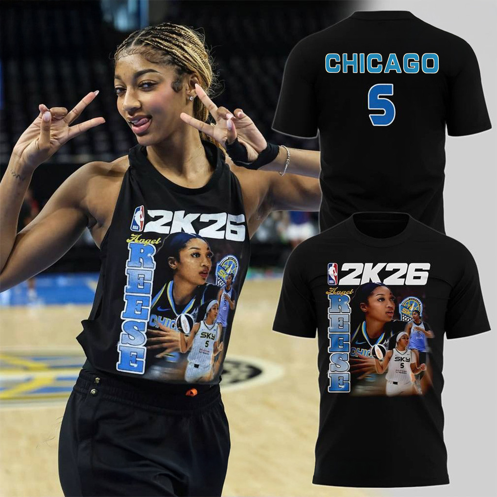 Chicago Sky Angel Reese x NBA 2K26 T-Shirt Fan Merch Gifts For Her