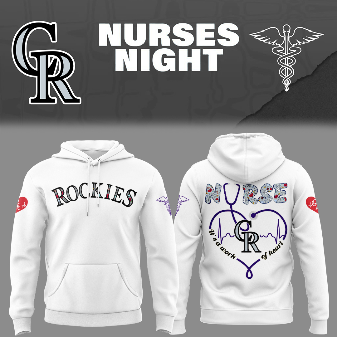 Colorado Rockies Baseball Nurses Night White Hoodie Unique Baseball Gifts