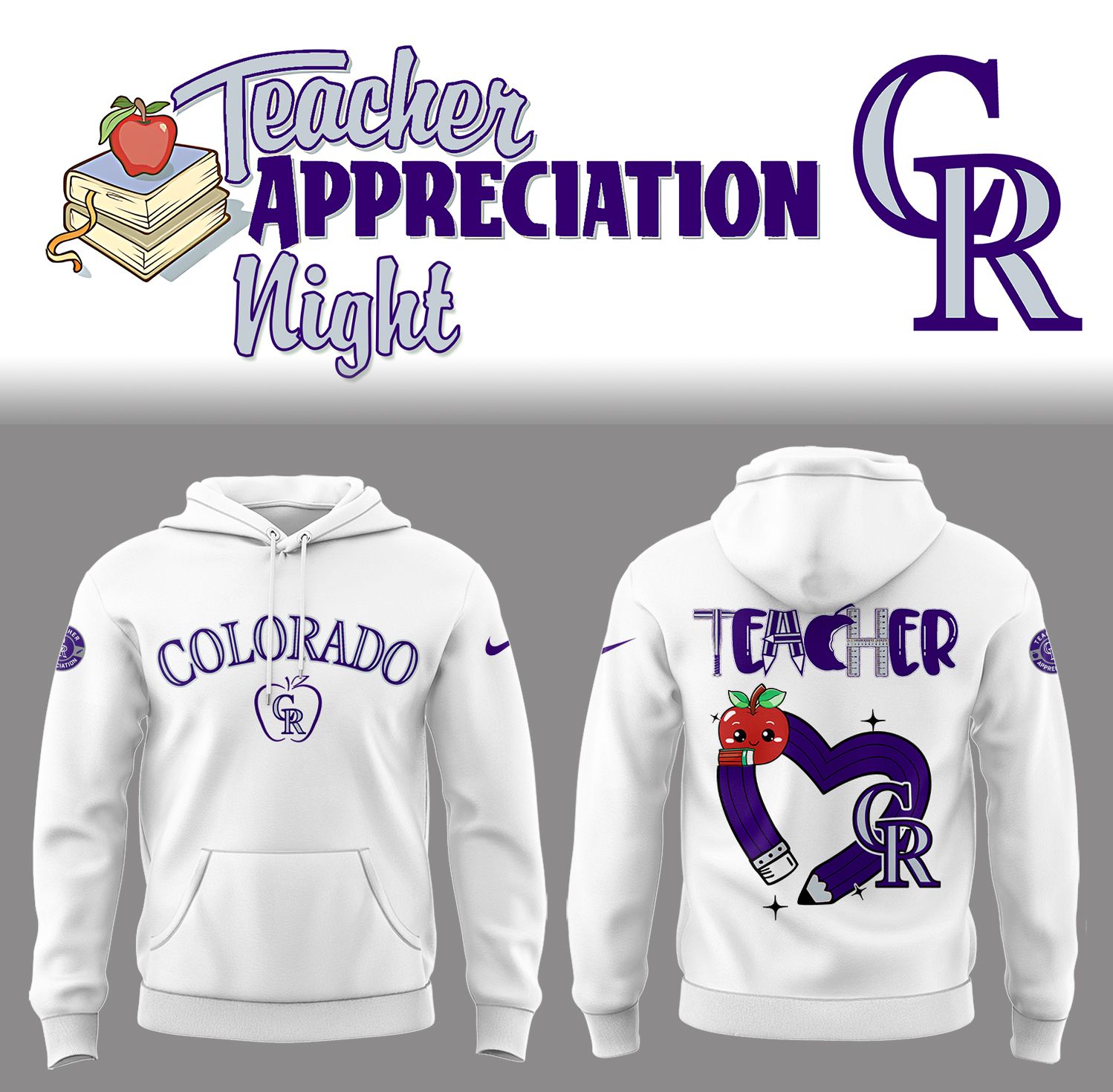 Colorado Rockies x Teacher Appreciation Night Hoodie Baseball Fan Gifts