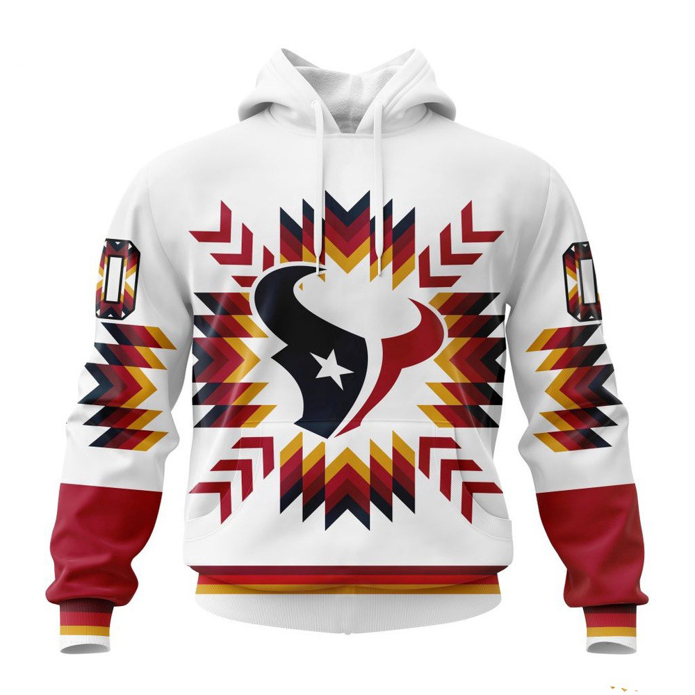 Custom NFL Houston Texans Native Pattern Hoodie Football Related Gifts
