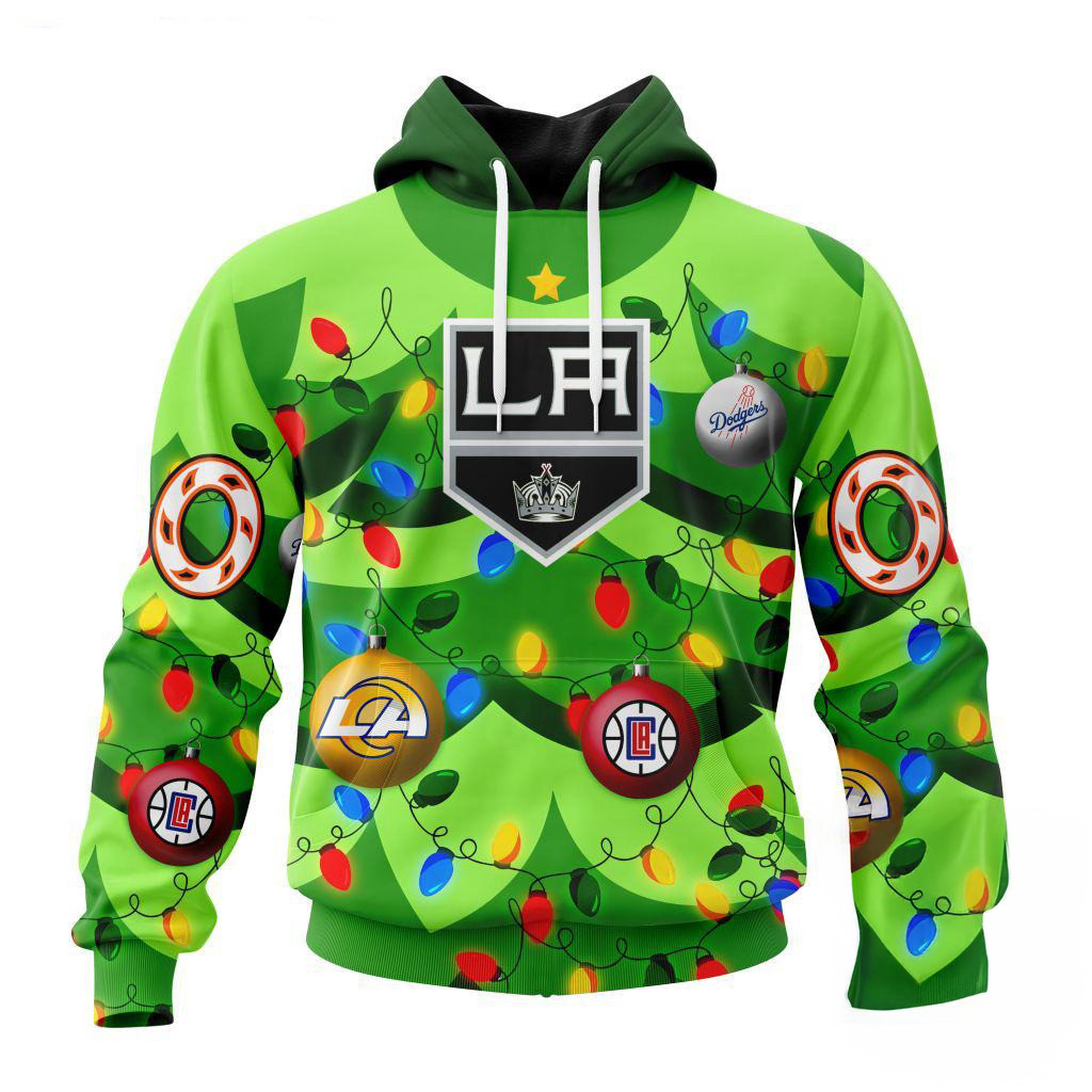 Custom NHL Los Angeles Kings Specialized Christmas Tree Color And CityÃ¢â‚¬â„¢s Sports Teams Hoodie