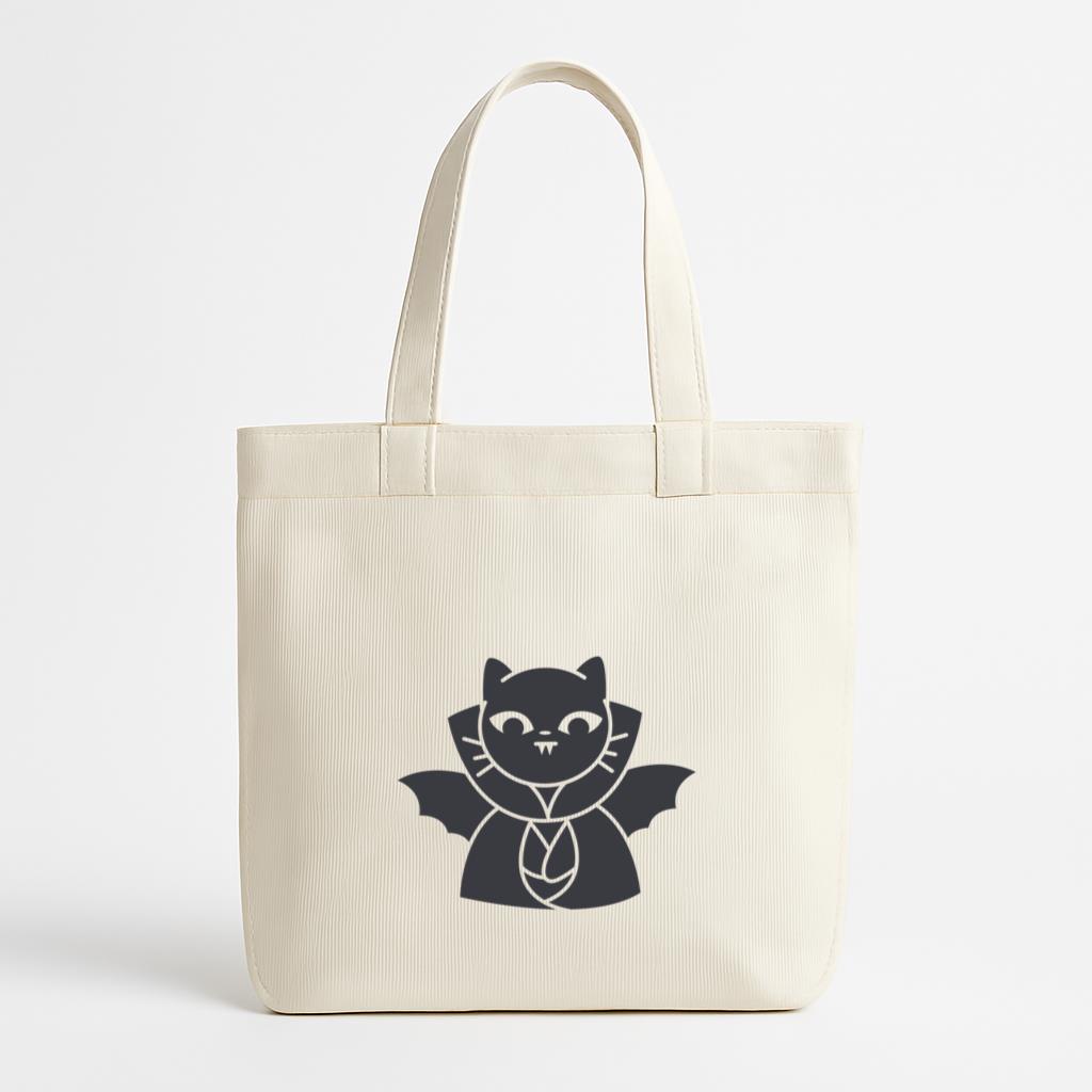 Cute Black Cat Vampire Design Canvas Tote Bag