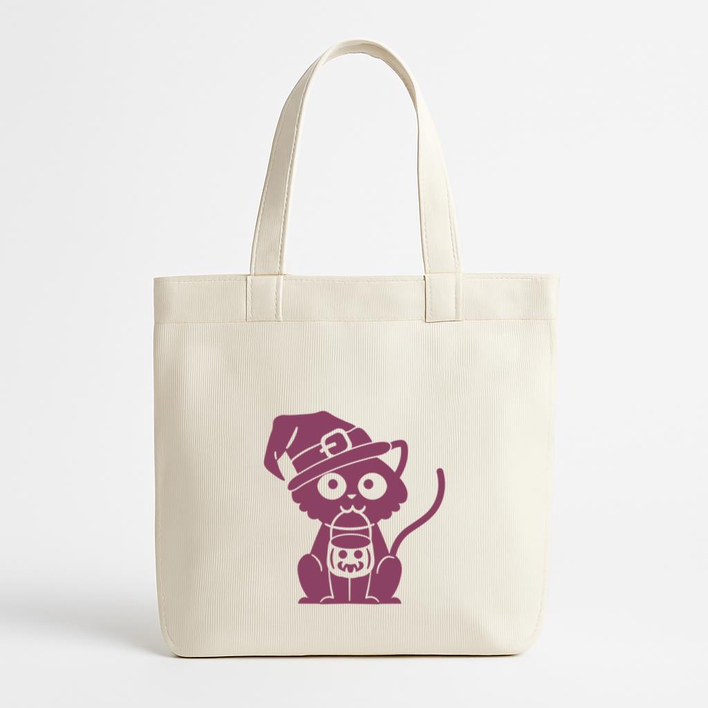 Cute Witch Cat Trick Or Treat Canvas Tote Bag