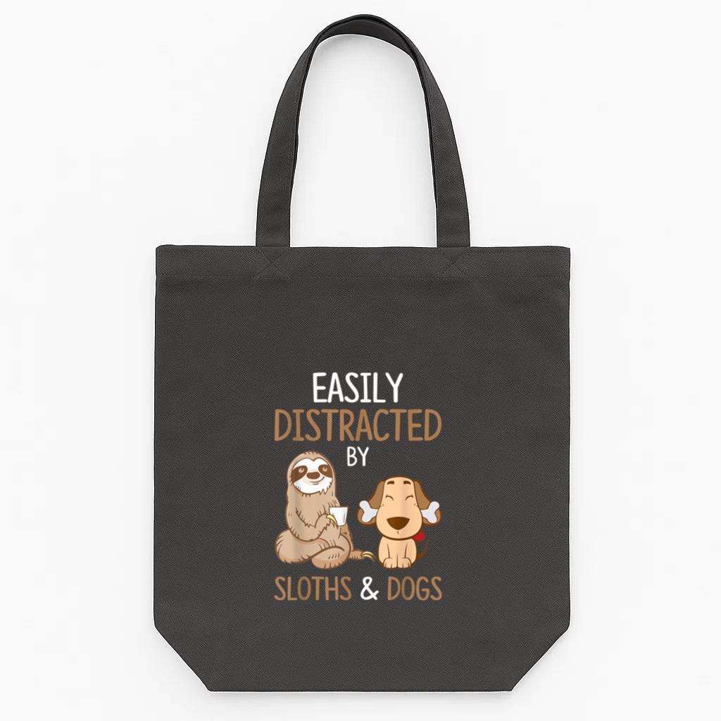 Easily Distracted By Sloths And Dogs Tote Canvas Bag