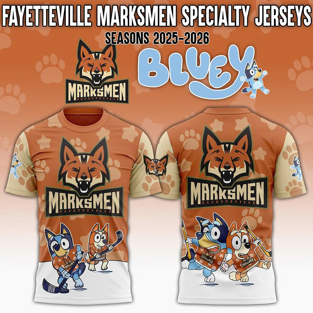 Fayetteville Marksmen X Bluey Day Tshirt 2025 Gift For Hockey Lovers