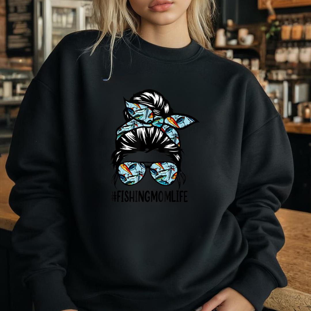 Fishing mom life Messy Bun Mom Funny Fishing Mom