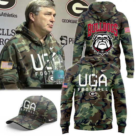 Georgia Bulldogs Football Camo 2024 Salute to Service Club Hoodie Presents For Football Lovers