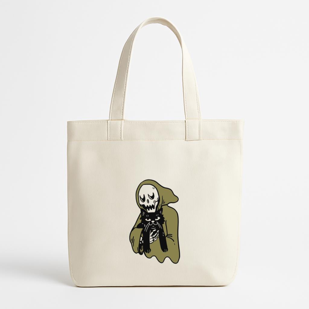 Grim Reaper Holding A Black Cat Canvas Tote Bag