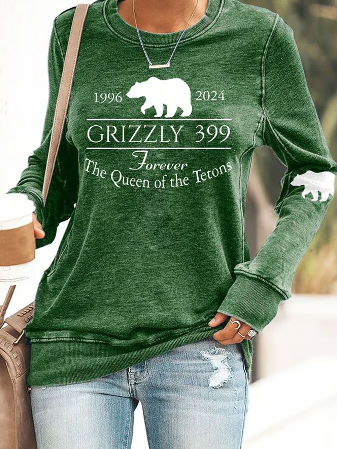 Grizzly 399 Sweatshirt In Memory of Bear 399 Forever The Queen Of The Tetons Sweatshirt
