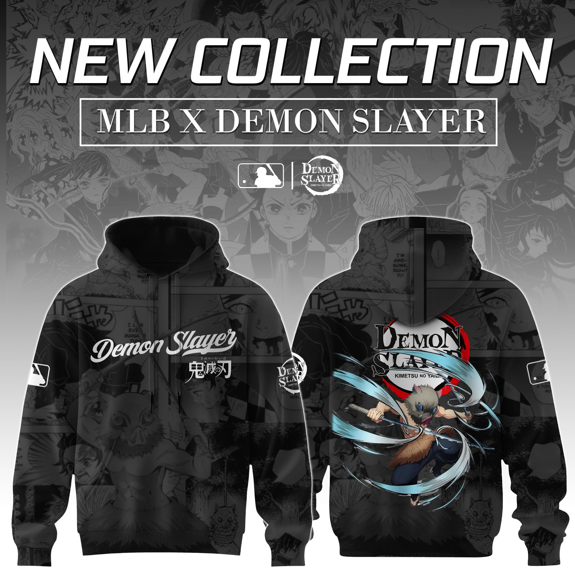 Hashibira Inosuke Demon Slayer x MLB Baseball Hoodie Editions  Gift For Anime Lovers