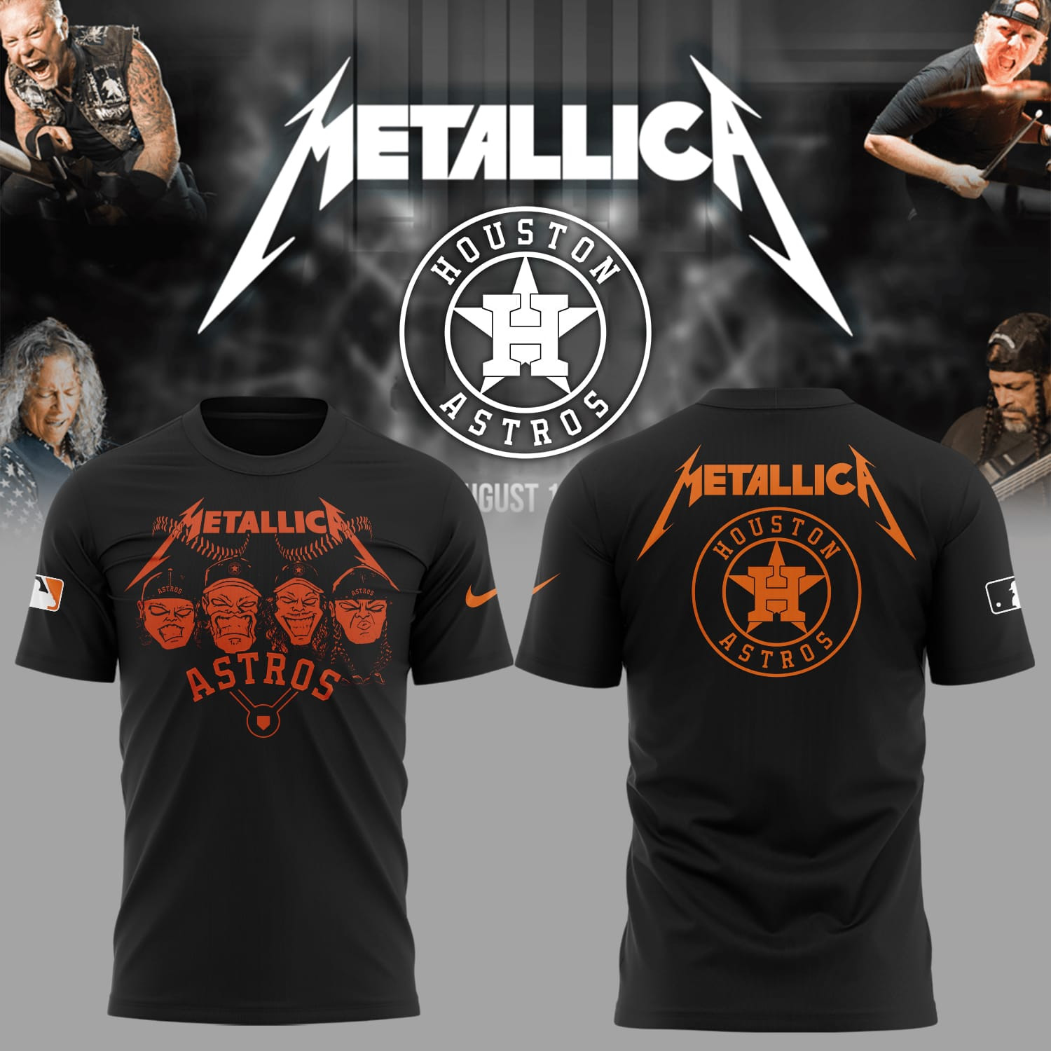 Houston Astros Baseball Metallica Night Tshirt Gift For Music Lovers