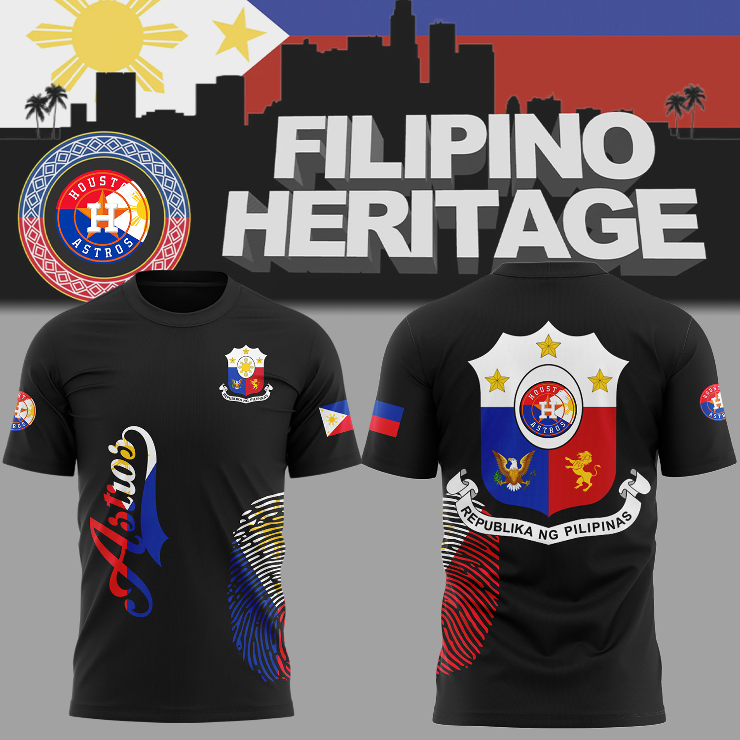Houston Astros Baseball Philippines Heritage Night Tshirt Gift for Fans