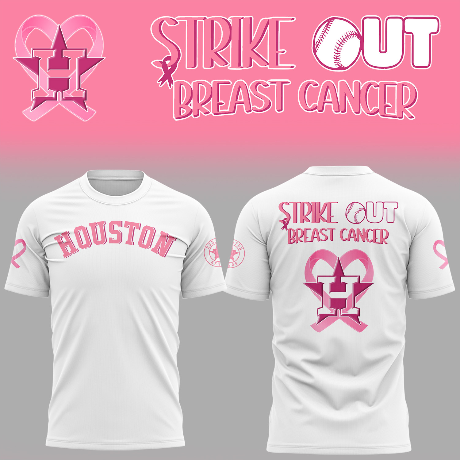 Houston Astros Baseball Strike Out Cancer Tshirt Gifts For Baseball Fans