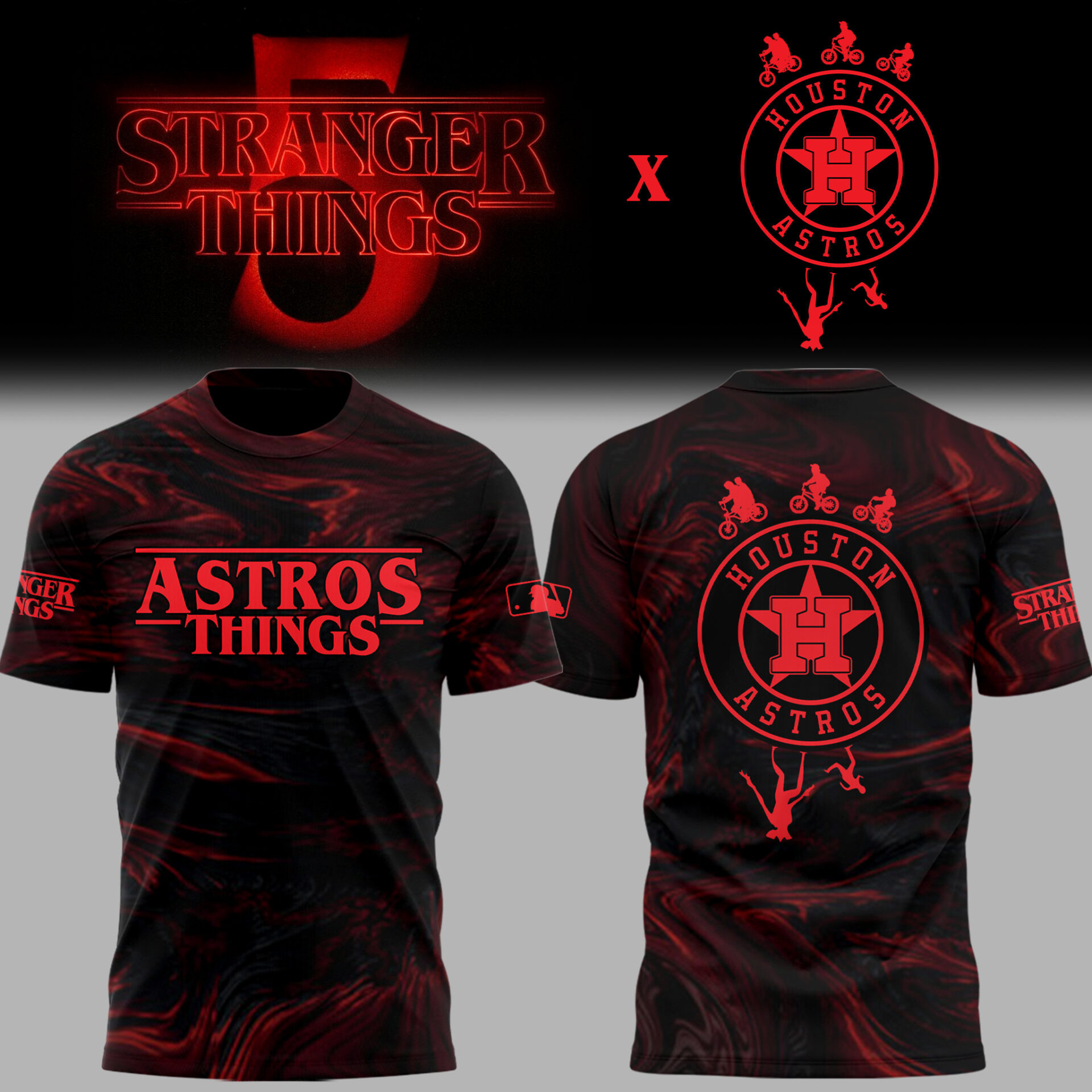 Houston Astros X Stranger Things Night Tshirt Presents For Baseball Fans