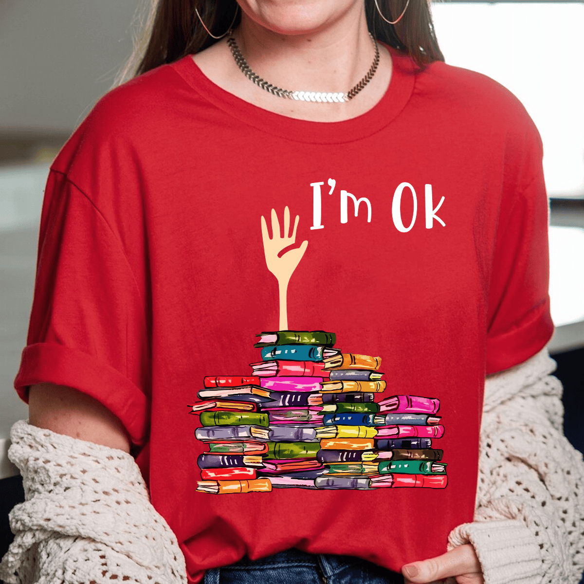 IM Ok ItS Fine IM Fine EverythingS Fine Book Lovers T-Shirt Gift For Son