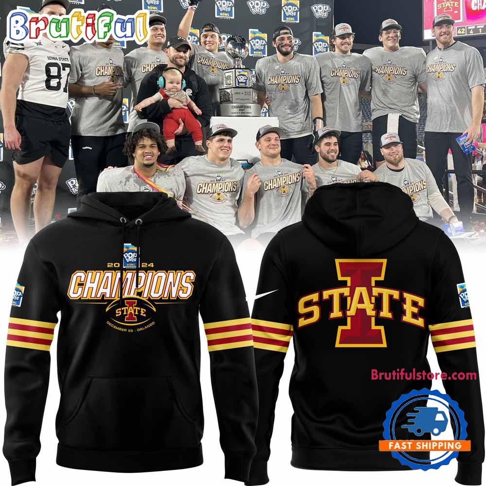 Iowa State Cyclones Football 2024 Pop Tarts Bowl Champions Limited Black Hoodie