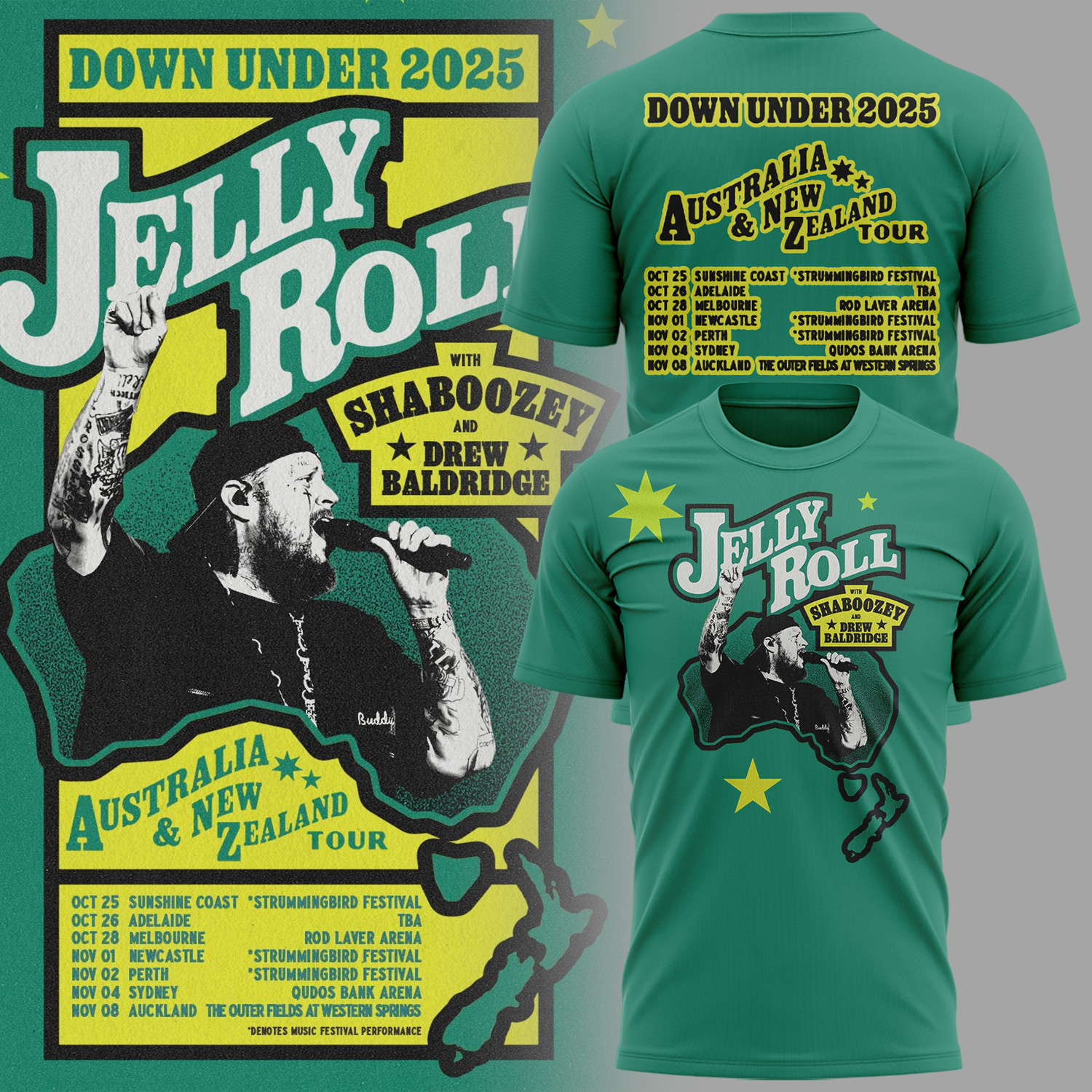 Jelly Roll Aunz Down Under 2025 Tour Tshirt Gift For Fans