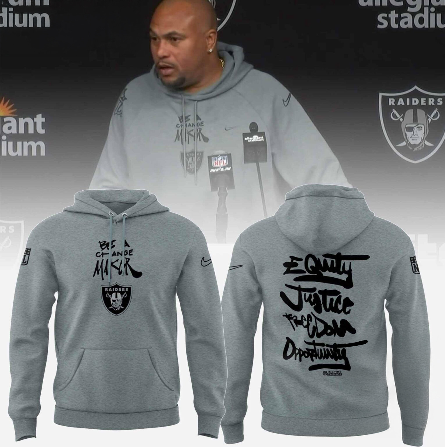 Las Vegas Raiders 2024  Be A Change Maker Hoodie Gifts For Football Fan