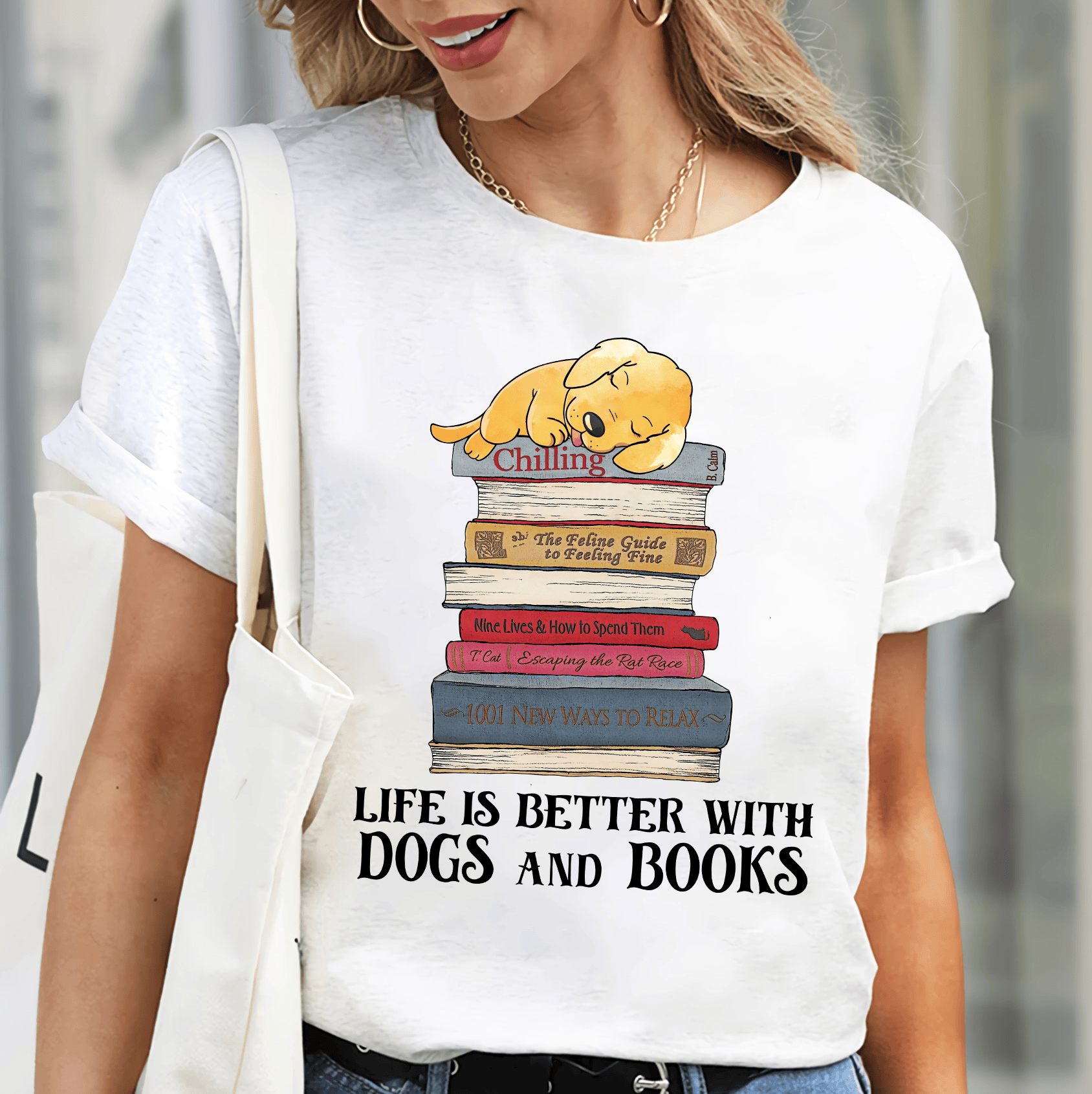 Life Is Better With Dogs And Books Book Lover T-Shirt Gifts For Mum From Daughter